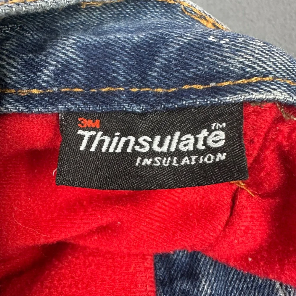 Guide Gear Mens Thinsulate Lined Insulated Jeans Blue Denim 30x34 Red Fleece